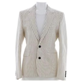 Céline Blazer Celine em mistura de lã com risca-de-giz Preto Bege