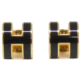 Hermès Hermes Pop H MINI 608002F Stud Earrings Black Golden