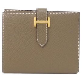 Hermès Portafoglio Hermes Bearn Compact Bill Wallet Taupe