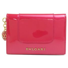 Bulgari Bvlgari Serpenti Forever Pink Patent Leather Card Case Pink