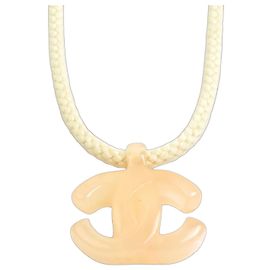 Chanel Coco Mark Necklace Pink Beige