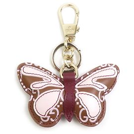Portachiavi Gucci con charm a farfalla Marrone Rosa