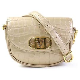Sac à épaule en cuir embossé doré MCM Doré