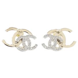 Pendientes de botón Chanel AB6426 Plata Dorado Otro