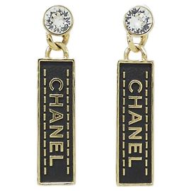 Chanel ABA755 Stud Earrings Black Golden