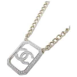 Collier avec pendentif en cristal Chanel Argenté Doré