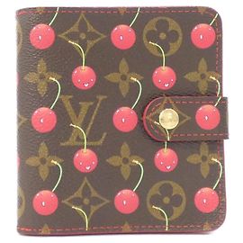 Portafoglio compatto con zip Louis Vuitton Monogram Cherry Marrone Rosso