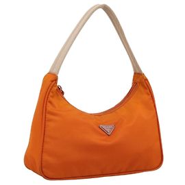 Pouch PRADA Nylon Arancione Argento Auth 205395A Argento Arancione