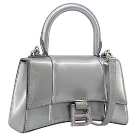Bolsa Balenciaga Hour Glass em couro 2way Silver 592833 Auth LN068A Prata