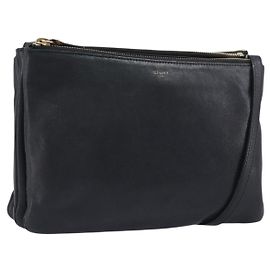 Céline Borsa a tracolla CELINE Trio in pelle nera e oro Auth 206031 Nero D'oro