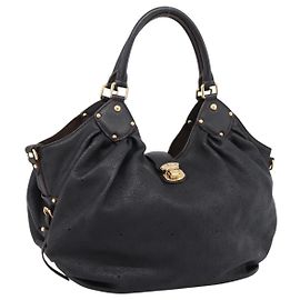 LOUIS VUITTON Mahina L Handtasche Leder Schwarz M95765 LV Auth 207687V Schwarz