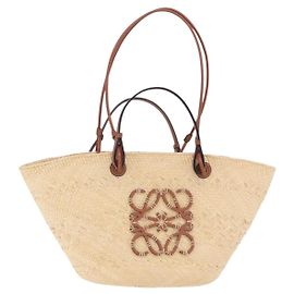 Sac Cabas LOEWE Anagram Raffia Beige Brown Auth ka6529V Marron Beige