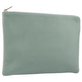 Céline Borsa a pochette CELINE in pelle Verde Oro Auth 205304A D'oro Verde