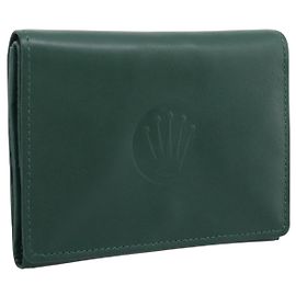 Carteira Rolex em Couro Verde Ouro Auth 203513 Dourado Verde