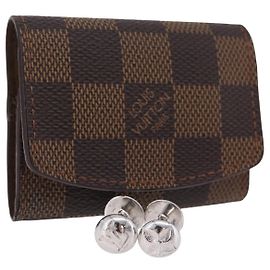 LOUIS VUITTON Damier Ebene Cuffs & Cuff Case Ag925 Silver LV Auth BA16096V Silvery Damier ebene