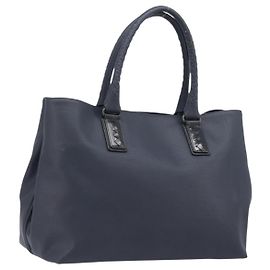 Bottega Veneta Tote Bag Leather Navy Silver 222498 Auth bs37507 Silvery Navy blue