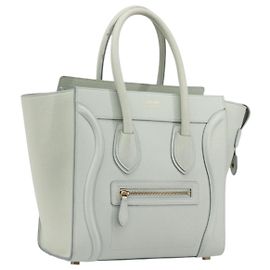 Céline Borsa a mano CELINE Luggage Micro Shopper in pelle Ivory Gold Tone Auth LN053V Altro Crudo