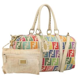 Bolso de mano FENDI Zucca Canvas 2way Multicolor Gold Auth 204048A Multicolor Dorado