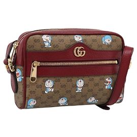Bolsa GUCCI Micro GG Supreme Colaboração Doraemon PVC Bege 647784 Auth BA15754M Bege Dourado