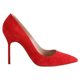 Escarpins Manolo Blahnik en daim rouge Rouge