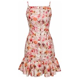 Autre Marque Vita Grace, vestido abotonado Anna floral con ribete Multicolor