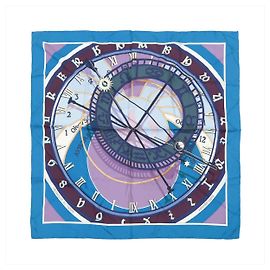 Hermès Carré 90 "MECANIQUE DU TEMPS" Lenço de seda em Azul Azul