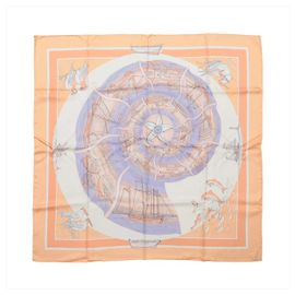 Hermès Carré 90 "COMPAGNONS DE MER" Lenço de seda em Orange Laranja