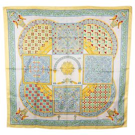 Hermès Carré 90 "CIELS BYZANTINS" Lenço de seda Amarelo Amarelo