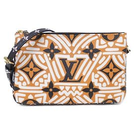 Louis Vuitton LV Crafty Pochette Double Zip Shoulder Bag Roh Karamell