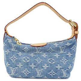 Louis Vuitton LV Remix Monogram Denim Pochette Hills Shoulder Bag Bleu