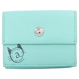 Autre Marque Portafoglio tri-fold in pelle Tiffany Blue Altro