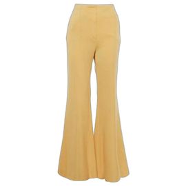 Céline Celine Calças flare em lã amarela Amarelo