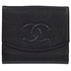 Chanel Vintage Timeless Bifold Caviar Compact Noir