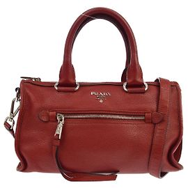 Prada Convertible Boston Vitello Daino Medium Roja