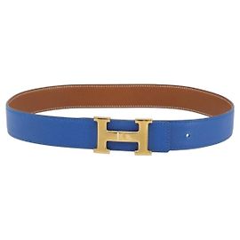 Hermès Cinto Reversível Hermes Constance em Couro Medium Azul