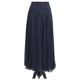Prada plissierter Maxirock aus Seidenchiffon in Navyblau Marineblau