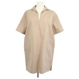 Vestido camisa de manga curta em algodão e seda bege Tod's Bege