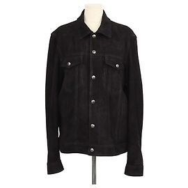 7 For All Mankind Black Suede Trucker Jacket Black