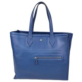 mala Montblanc Blue Leather Soft Selection Meisterstuck Azul