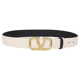 Cinturón reversible VLogo de piel martillada Valentino Negro, Blanco Negro Blanco