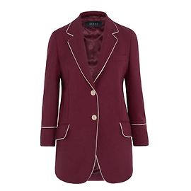 Blazer Gucci de lã borgonha com vivo branco e bordado de pássaro Bordeaux