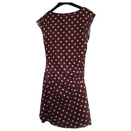 Autre Marque Robe Courte Bordeaux à Pois Blancs Blanc Bordeaux