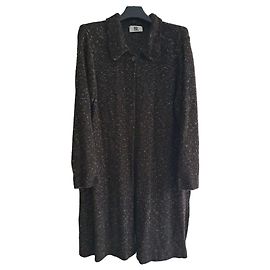 Autre Marque Damen Strickmantel Metallisch Dunkelbraun