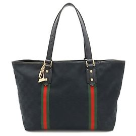 Borsa Tote/Spalla Gucci GG Canvas Sherry Line Nero Rosso Verde