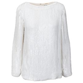 Yves Saint Laurent Saint Laurent Sequined Blouse White