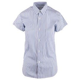 Comme Des Garcons Blau Gestreiftes Baumwollhemd mit kurzen Ärmeln Blau
