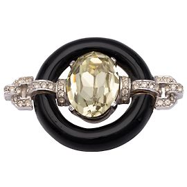 Autre Marque Spilla nera Collection Privée con strass Nero