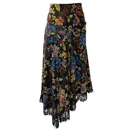 Saia midi Rosemary em seda multicolorida preta Veronica Beard Preto