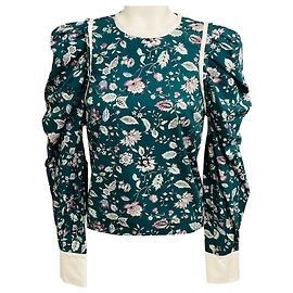 Isabel Marant Multi Celwood Baumwoll-Top in Dunkelgrün Grün