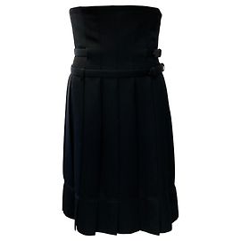 Saia plissada de cintura alta em lã preta Comme des Garcons Preto